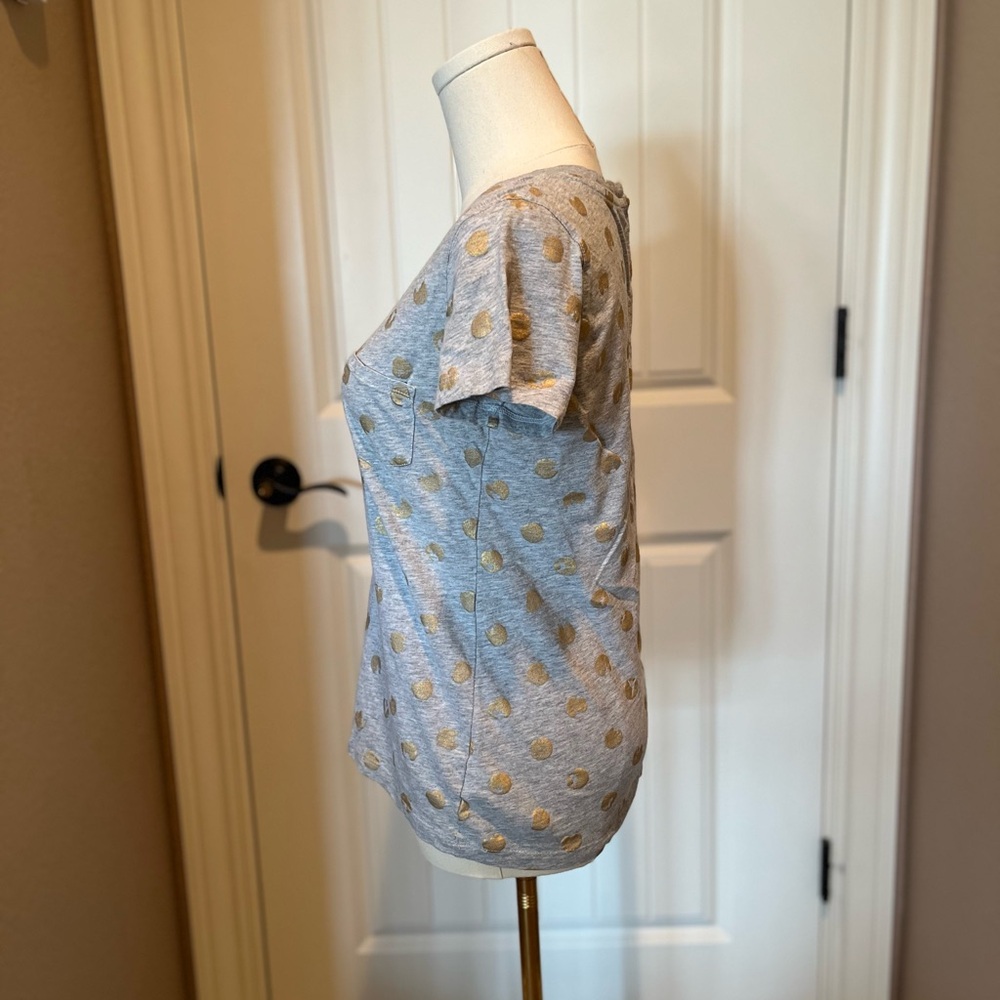 GAP Light Gray and Gold Polka Dot Tee - Picture 3 of 5